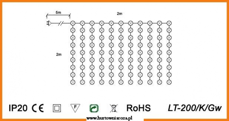 Kurtyna wewnętrzna LED Gwiazdki art. nr: LT-200/K/GW
