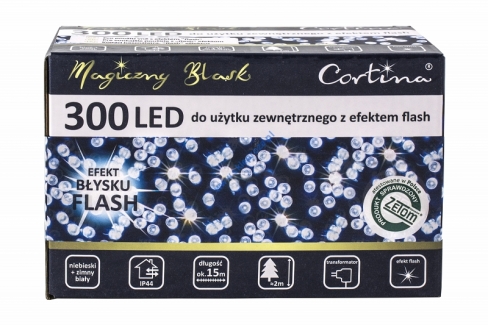  Diody 300 LED z efektem skrzenia, biały zimny+flash biały ciepły, zewnętrzne 3/17/FLE/CW+WW