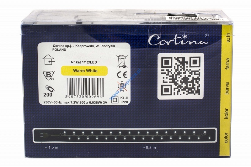 Diody LED 200 pkt. białe ciepłe wewnętrzne 1/12/LED/WW art. nr: 247-304