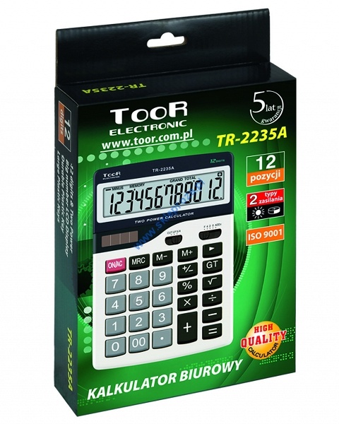 Kalkulator biurowy TOOR TR-2235A-W 12-pozycyjny art. nr: 480-843
