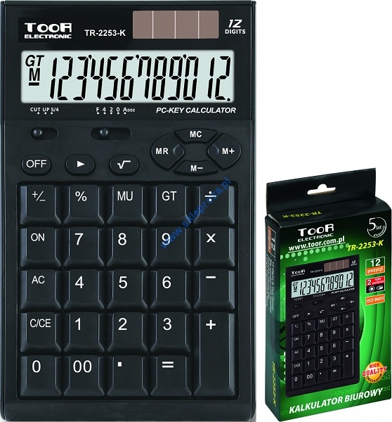 Kalkulator biurowy TOOR TR-2253K 12-pozycyjny art. nr: 480-844