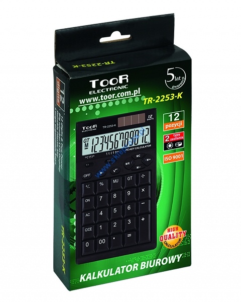 Kalkulator biurowy TOOR TR-2253K 12-pozycyjny art. nr: 480-844